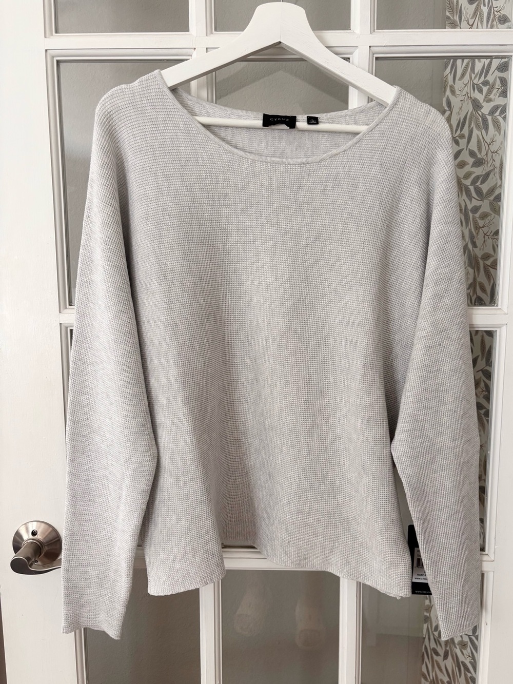 CYRUS Dolman Sleeve Baby Waffle Knit Sweater Sz L NWT
